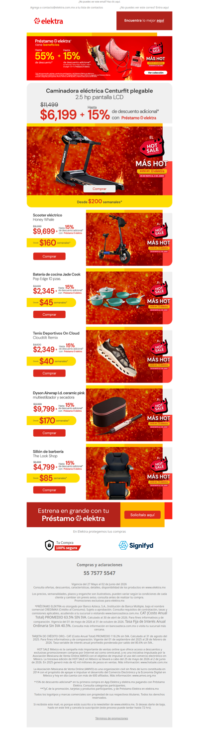 🔥 HOT SALE + Préstamo Elektra = hasta -50% + hasta -15% en 1ra compra✨