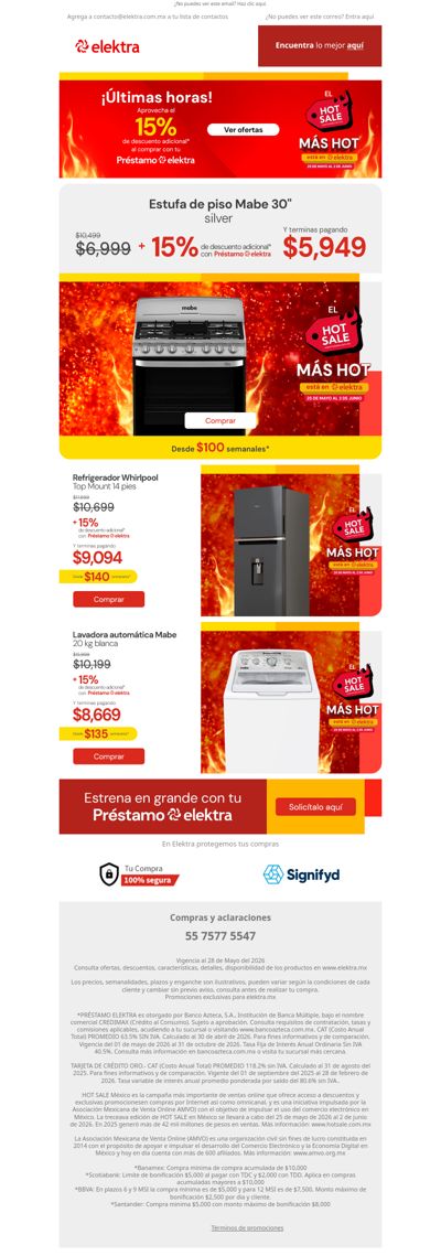 ⚡ Solo unas horas: 15% adicional con tu Préstamo Elektra  🔥