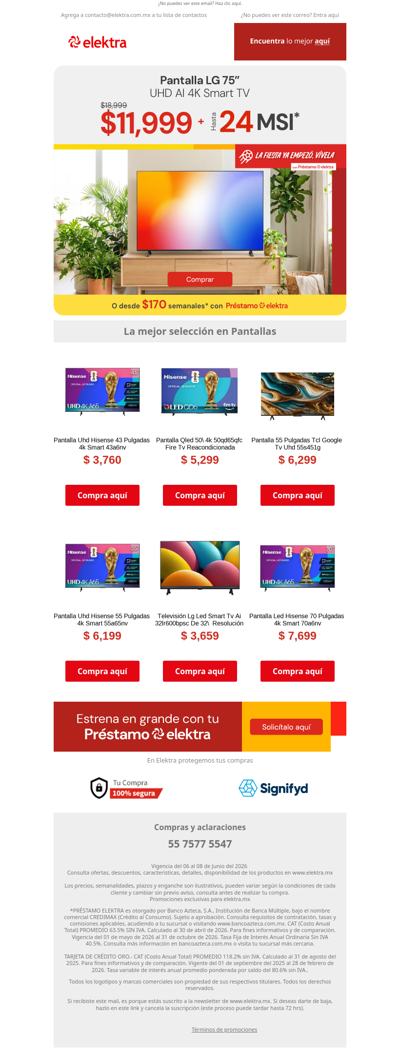 🔥 Lleva el estadio a tu sala 🏟️Ahorra $7,000 + hasta 24 MSI en LG de 75” 🖥️
