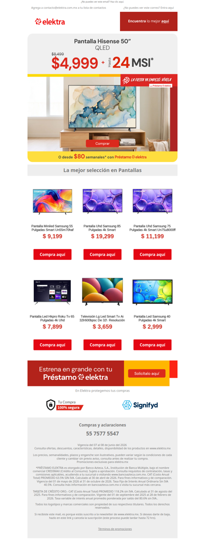 🖥️ Hisense 50” a $4,999 ⚡ Estrena QLED sin gastar de más✨