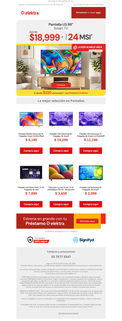 ✨LG de 86”, desde $220 semanales 🖥️ Pantalla gigante a un mini precio ⚡️