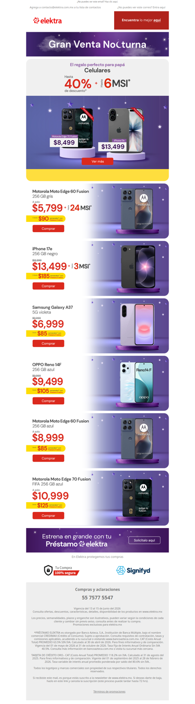✨Hasta -40% + hasta 6 MSI en Celulares 📲 Gran Venta Nocturna 🌛