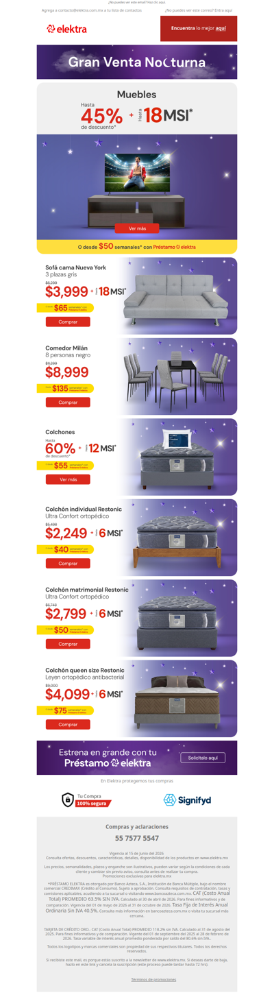 ⏰ Se acaba la Venta Nocturna: Muebles desde $50 semanales 🛋