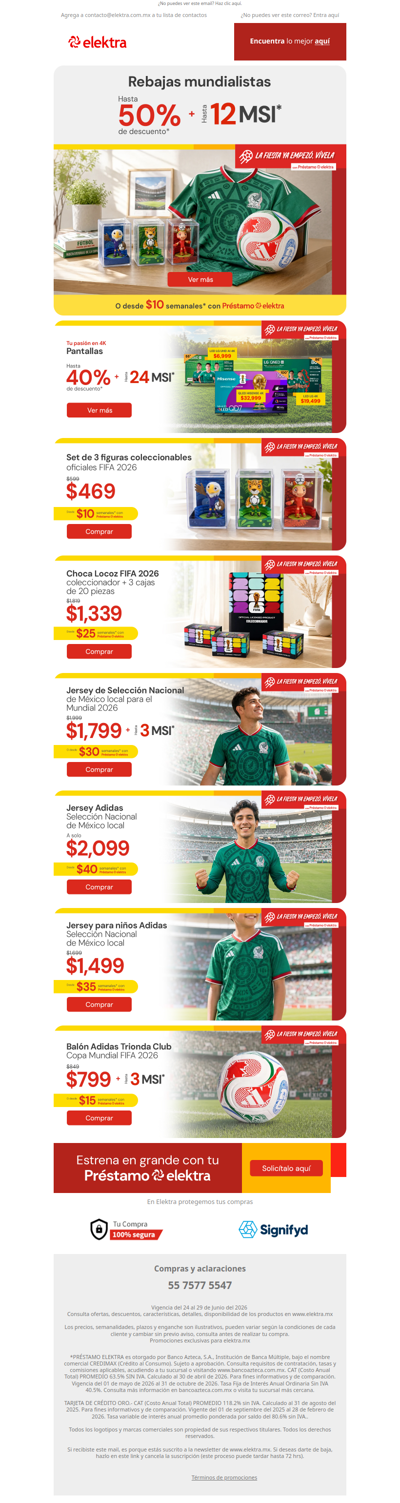 🎉 Rebajas mundialistas con hasta -50% + hasta 12 MSI ⚽️
