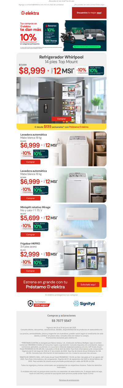 ⏰ ¡Inician las 120 horas Banamex! ❄️ Refrigerador 14 pies $8,999 + hasta 12 MSI 🔵
