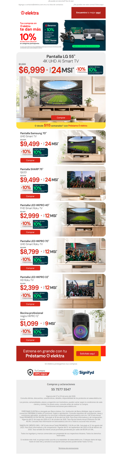 🖥️ $5,000 menos en Pantalla LG 55” ⏰ ¡Aprovecha las 120 horas Banamex 🔵