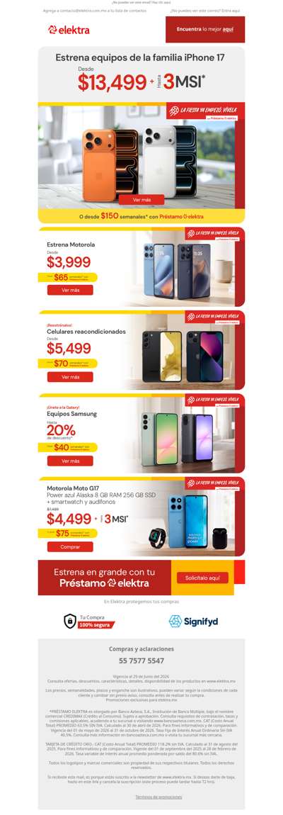 📲 Desde $150 semanales en la familia iPhone 17 🎉 ¡Estrena, que estamos de fiesta! 🥳