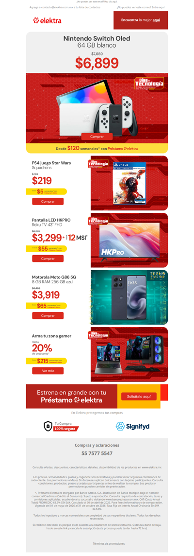 Nintendo Switch OLED de 64 GB desde ¡$120 semanales! 🎮