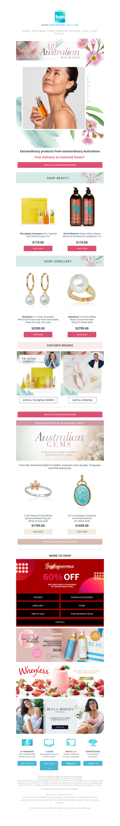 All Australian Weekend! FREE delivery on selected items plus 6 Easy Payments on all Australian Gems*!