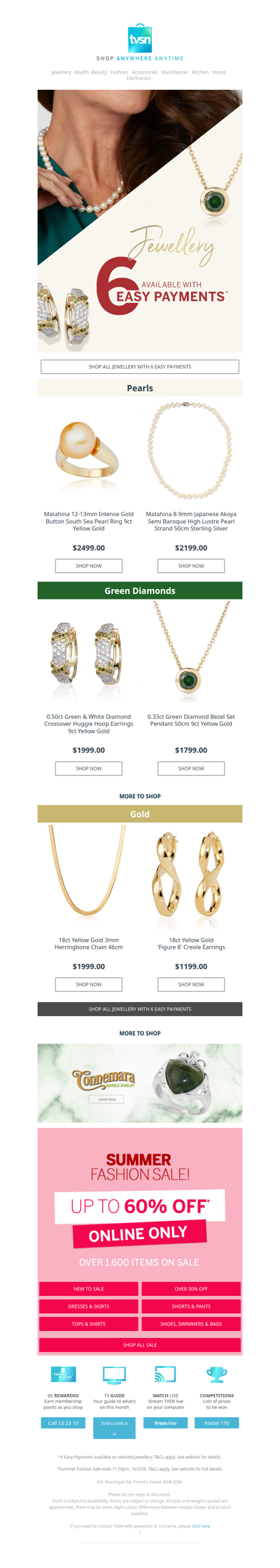 Shop Pearl, Green Diamond and Gold Jewellery: Available with 6 Easy Payments*!