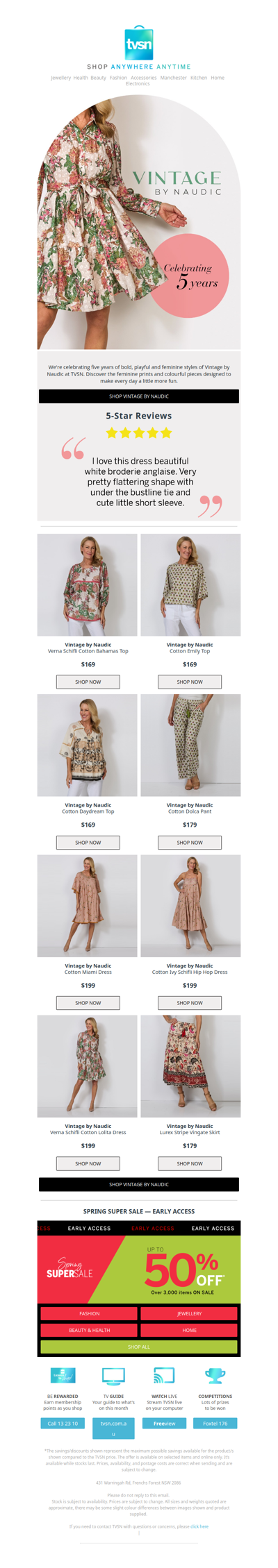 Vintage by Naudic: 5 Year Anniversary + Early Access to Spring Super Sale