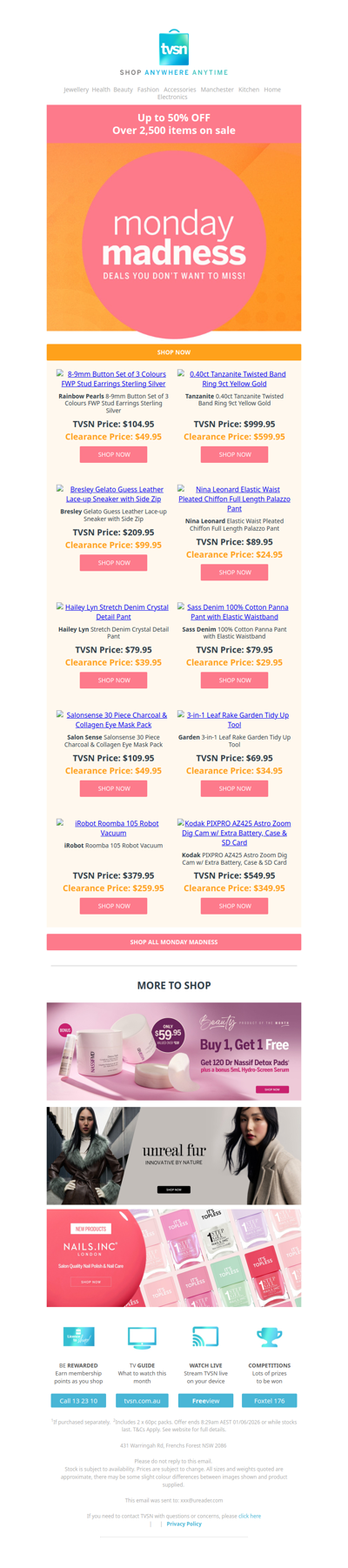 Monday Madness: Up to 50% OFF. Over 2,500 items on sale