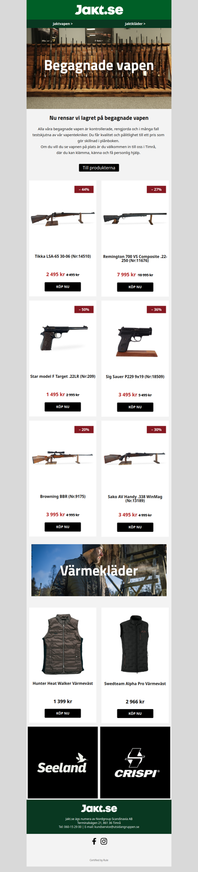 Lagerrensning av begagnade vapen