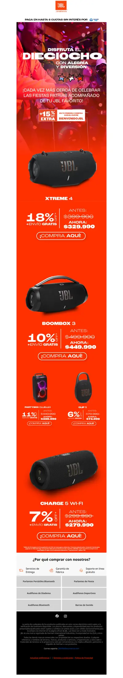 ⏳¡Aún estas a tiempo de disfrutas las fiestas patrias con JBL!🥳 Lleva tu parlante favorito 🔊