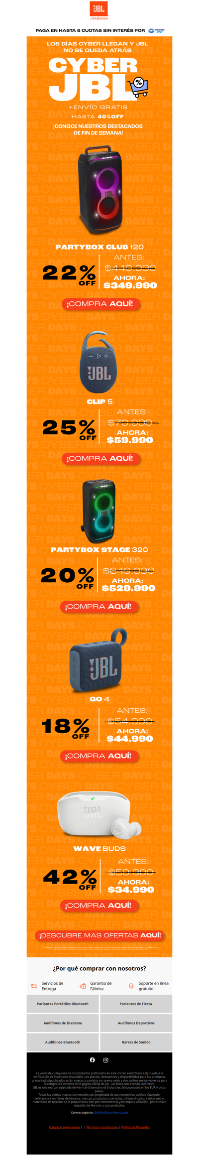 🎶¡Transforma tu sonido JBL! Descuentos imperdibles de temporada🤩+ envío gratis 🚚