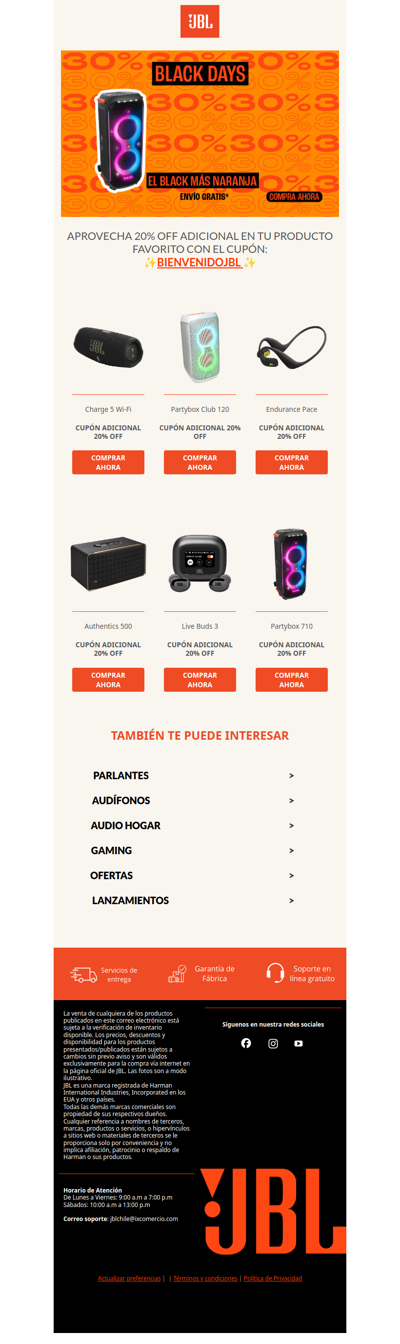 🧡Black llegó con cupón de 20% off ADICIONAL en tu JBL favorito🤩¡Clic aquí y aplícalo ahora!👈