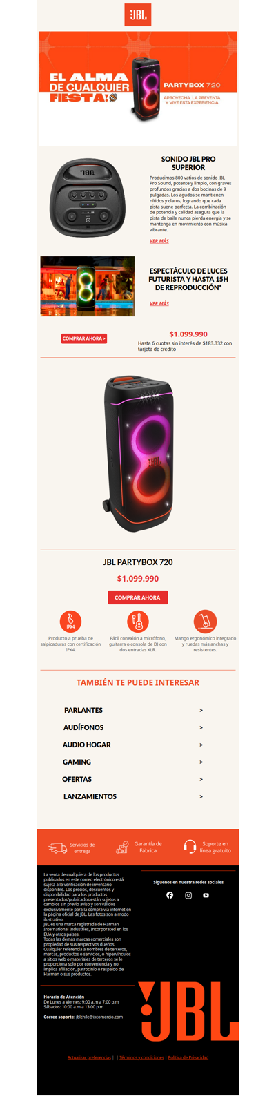 ✨PREVENTA PARTYBOX 720:🤩Llévala antes que cualquiera + ENVÍO GRATIS🎉