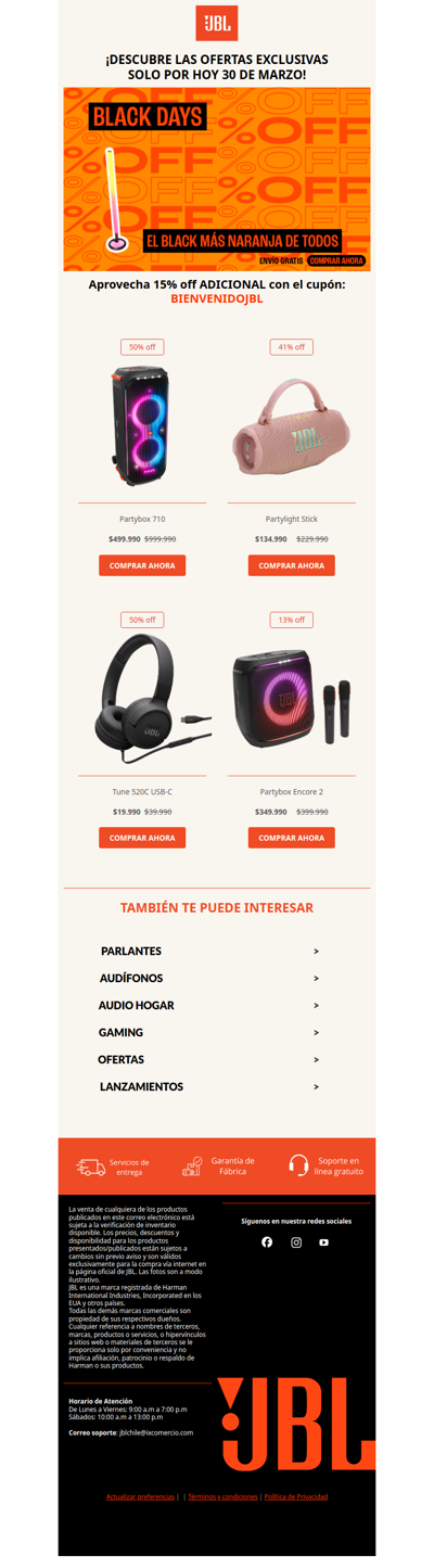 🧡¡Solo por hoy 30 de marzo!⏳Aprovecha en black hasta 50% off + ENVÍO GRATIS🎉