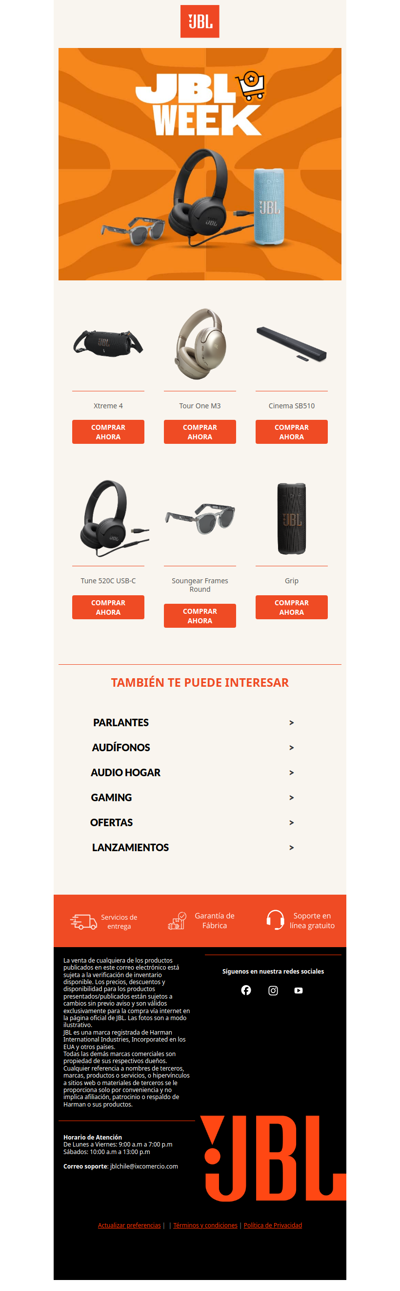 🤩¡Aprovecha JBL Week y lleva tu favorito hasta en 6 cuotas sin interés💳 + envío gratis!✨