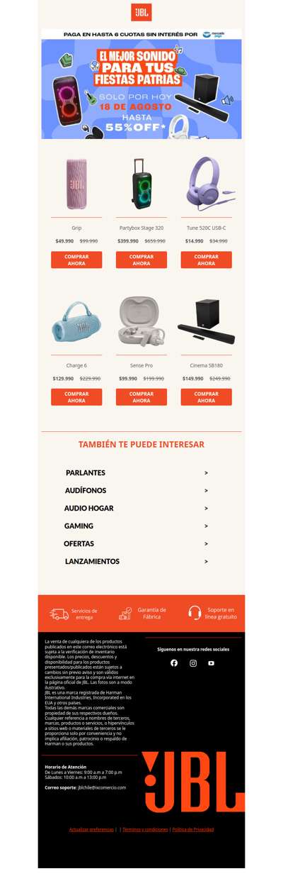 🤩¡Aprovecha solo por HOY!⏳Hasta 55% off en FIESTAS PATRIAS + envío gratis desde $19.990!✨