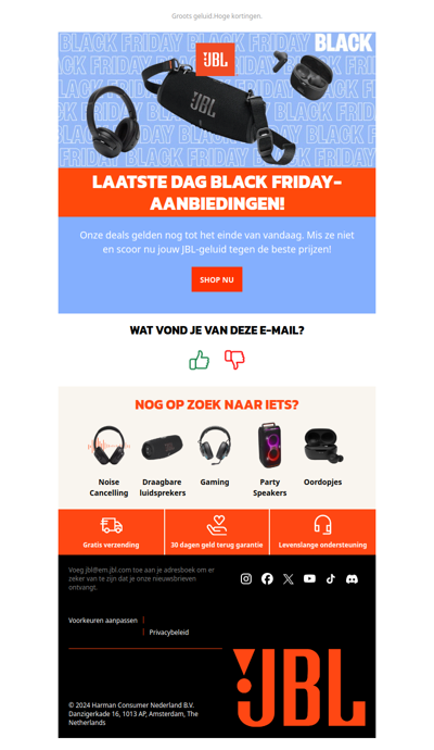 Laatste dag JBL Black Friday Sale