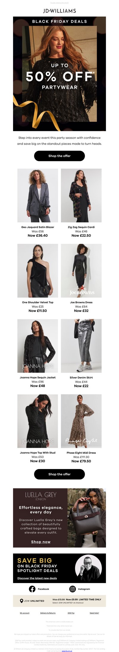 Just in: up to 50% off partywear 🪩