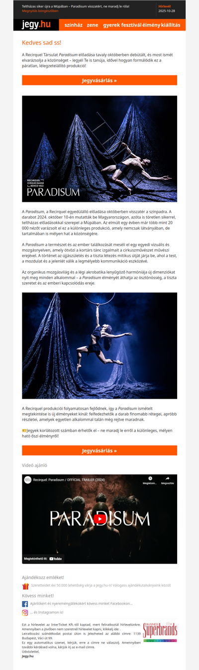 Teltházas siker újra a Müpában – Paradisum visszatért, ne maradj le róla!