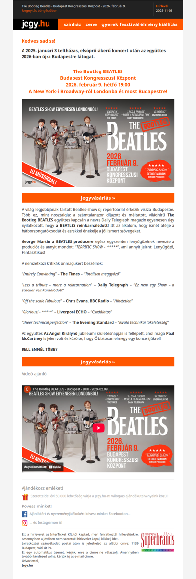 The Bootleg Beatles - Budapest Kongresszusi Központ - 2026. február 9.