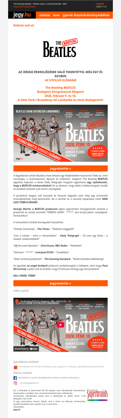 The Bootleg Beatles - Teltház miatt 2. (utolsó) előadás - BKK