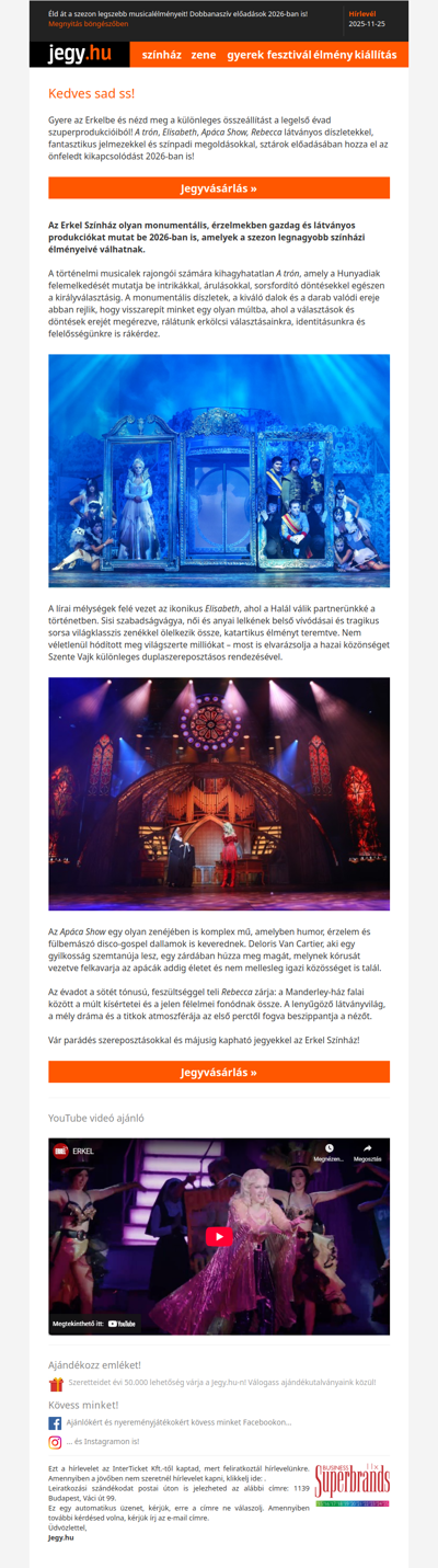 Éld át a szezon legszebb musicalélményeit! Dobbanaszív előadások 2026-ban is!