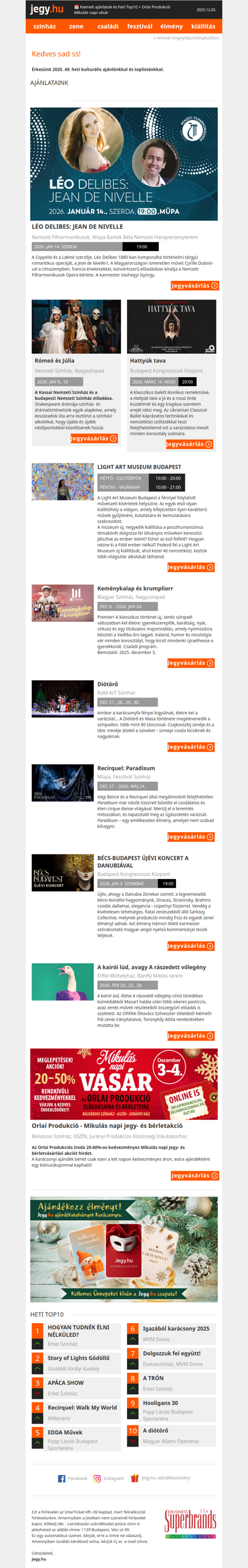 📅 Kiemelt ajánlatok és heti Top10 + Orlai Produkció Mikulás napi vásár