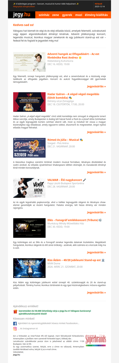 ✨ 6 különleges program – koncert, musical és humor több helyszínen! ✨