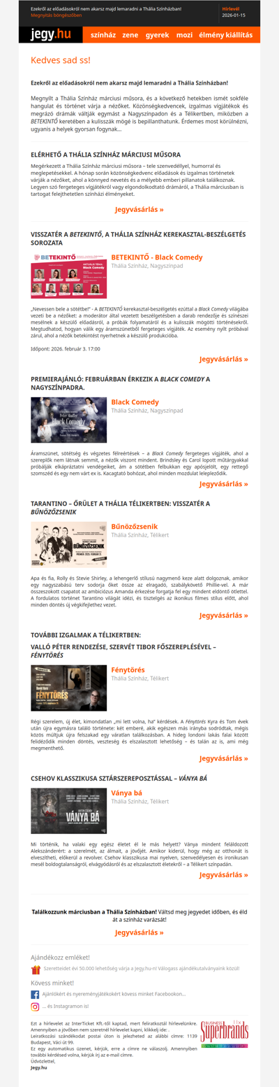 Ezekről az előadásokról nem akarsz majd lemaradni a  Thália Színházban!
