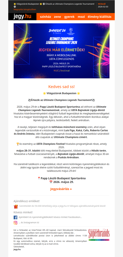 🌟 Világsztárok Budapesten 🌟 ⚽ Érkezik az Ultimate Champions Legends Tournament! ⚽