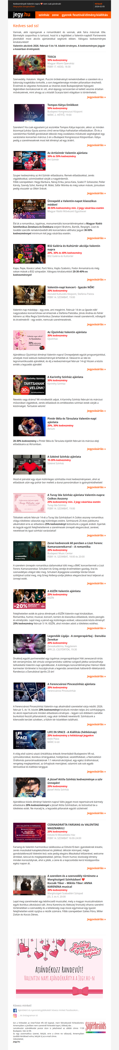 Kedvezmények Valentin-napra 💝 nem csak pároknak!