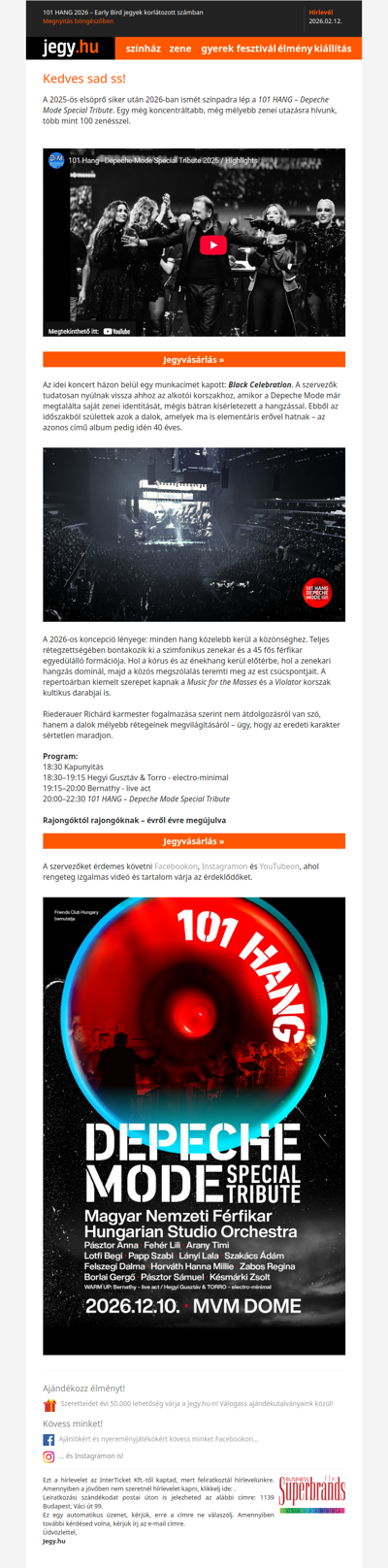 101 HANG 2026 – Early Bird jegyek korlátozott számban