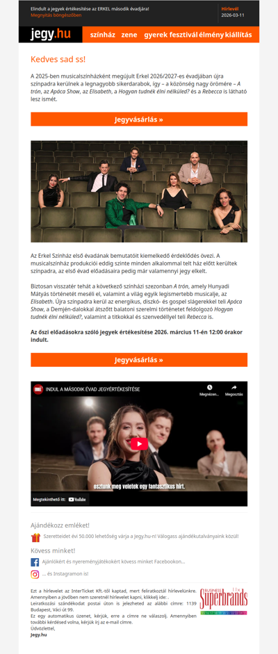 Elindult a jegyek értékesítése az ERKEL második évadjára!