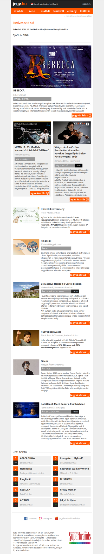 📅 Kiemelt ajánlatok és heti Top10