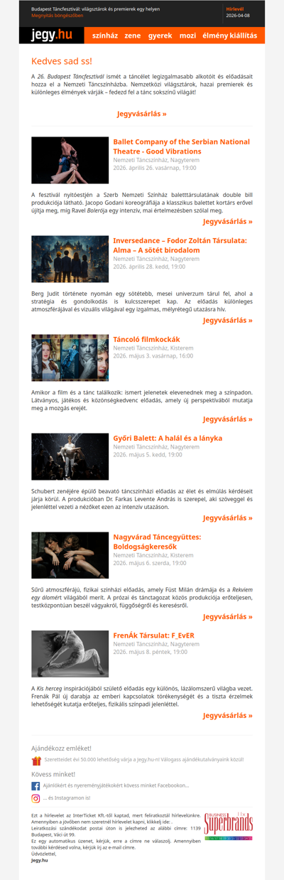 Budapest Táncfesztivál: világsztárok és premierek egy helyen