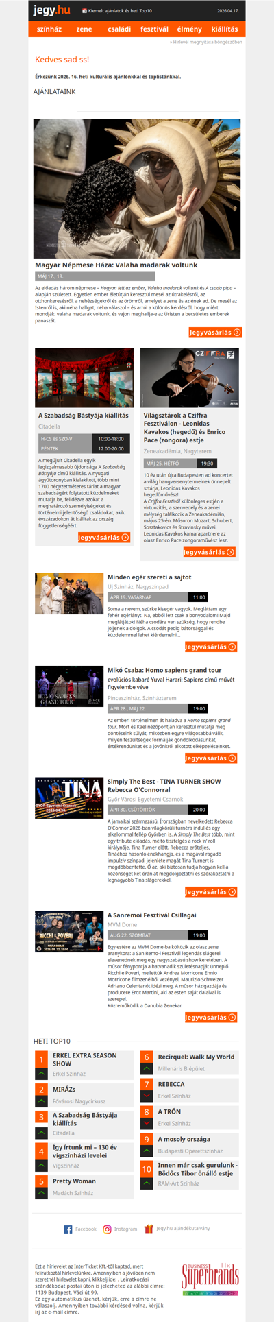 📅 Kiemelt ajánlatok és heti Top10