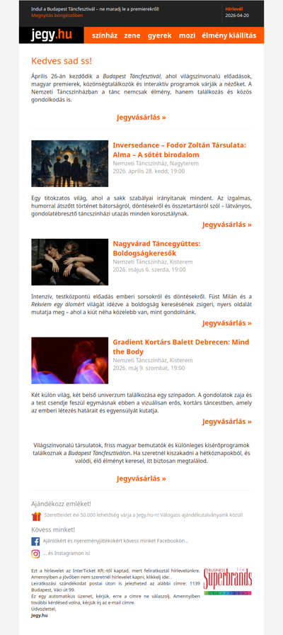 Indul a Budapest Táncfesztivál – ne maradj le a premierekről!