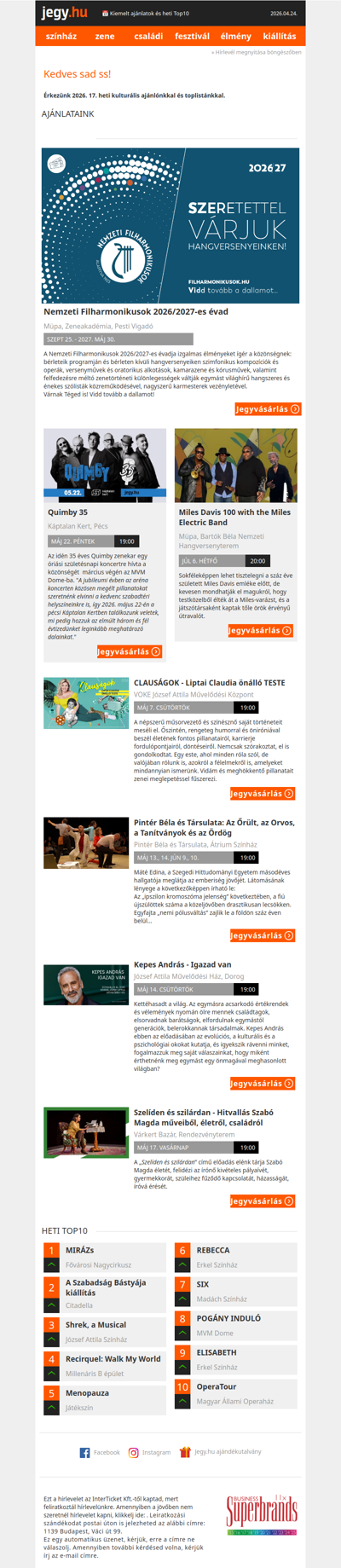 📅 Kiemelt ajánlatok és heti Top10