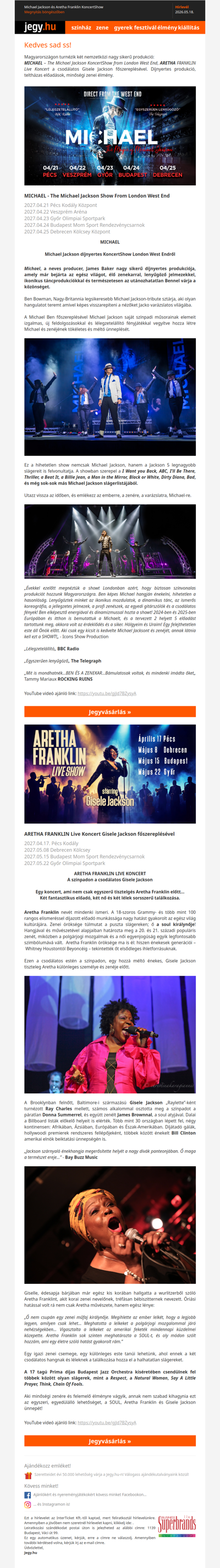 Michael Jackson és Aretha Franklin KoncertShow