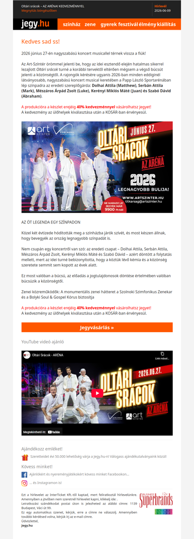 Oltári srácok – AZ ARÉNA! KEDVEZMÉNNYEL
