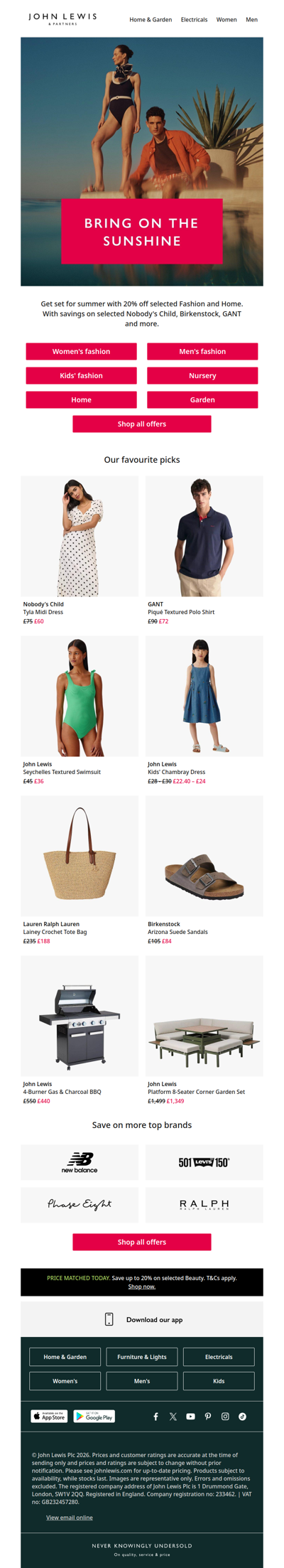 Get 20% off selected Fashion and Home