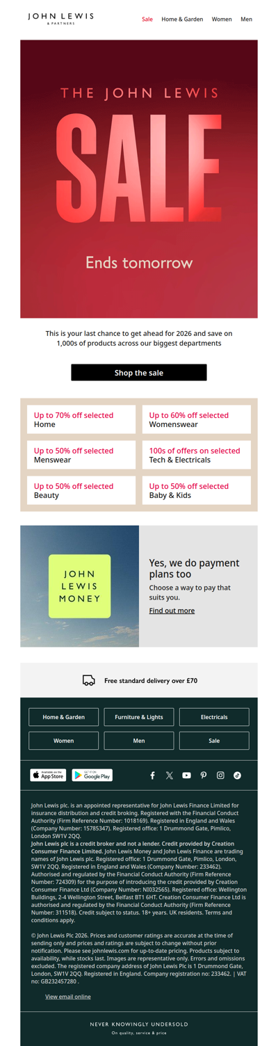 The John Lewis Sale ends tomorrow