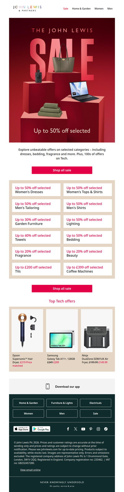 Up to 50% off selected categories