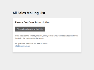 All Sales Mailing List: Please Confirm Subscription