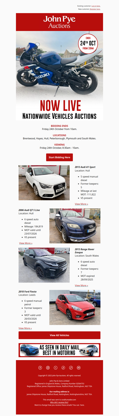 LIVE NOW: Nationwide Vehicles Auctions