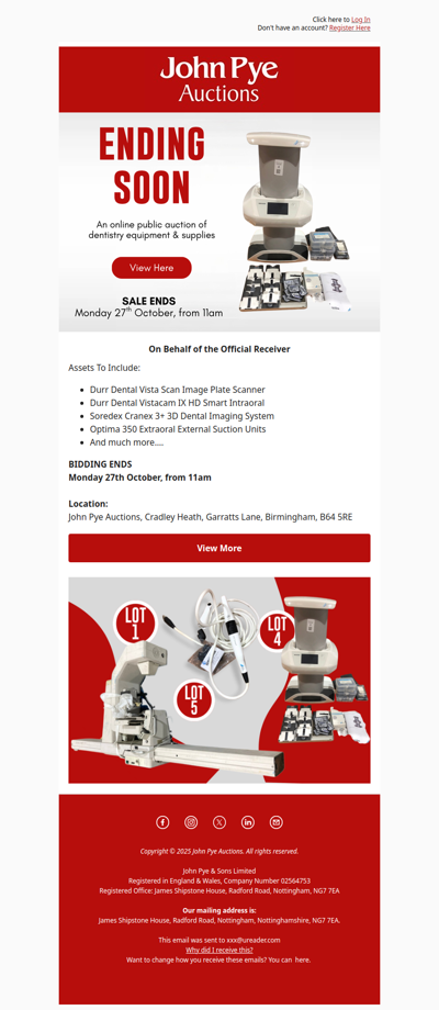 ENDS MONDAY: Dentistry Equipment In Auction